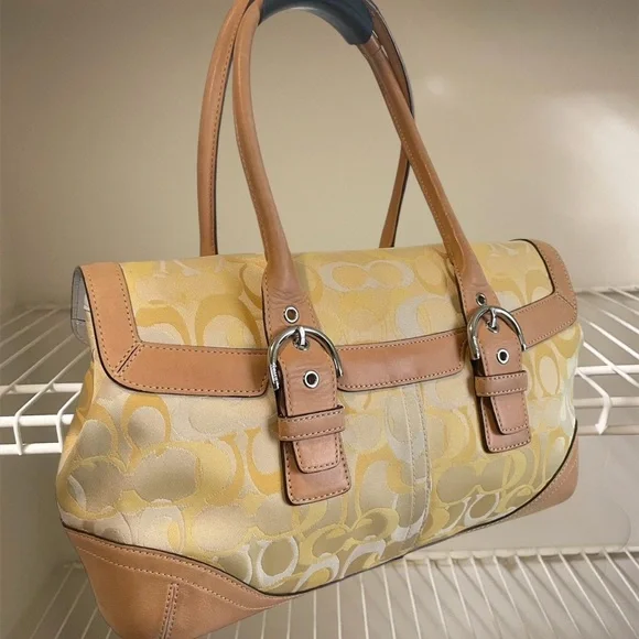 Coach Yellow and Tan Women's Handbag